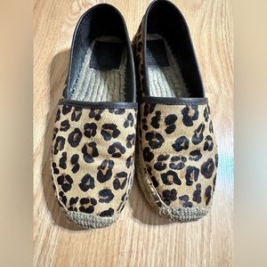 Tory Burch cheetah fur leather espadrilles